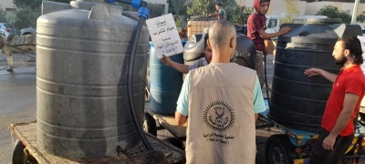  In light of severe shortage of food and clean water Agricultural Development Association (PARC) begins distributing drinking water in “Tal Al Sultan”