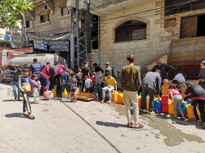  الإغاثة الزراعية ومؤسسة النداء الفلسطيني الموحد  تنهيان توزيع 1000 كوب مياه صالح للشرب للأسر المتضررة في مدينة غزة 